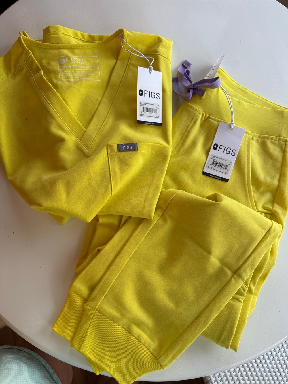 Figs Women's Catrina Scrub Top & zombra Jogger Set in Bright Yellow